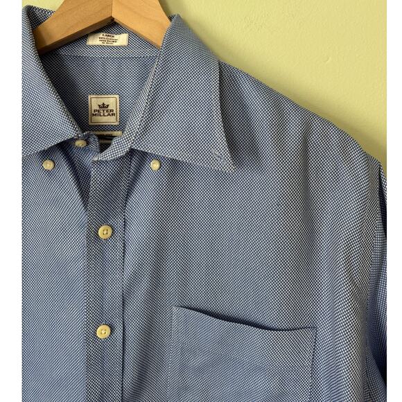 Peter Millar Other - Peter Millar Blue Cotton Easy Care Dress Shirt Large